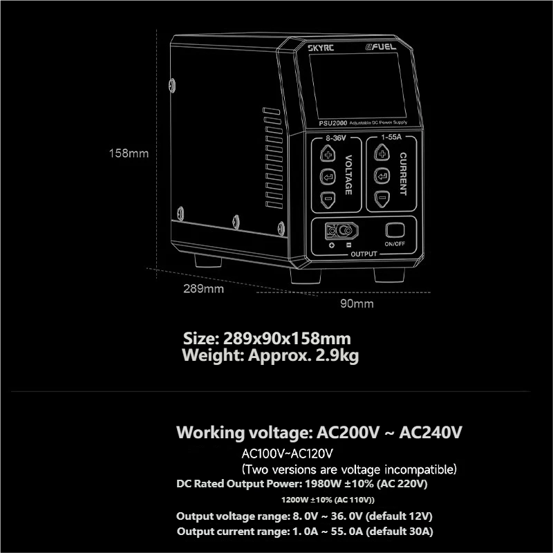 SKYRC PSU2000 1980W 조정 가능한 DC  - Drone Charger 리뷰 및 가격